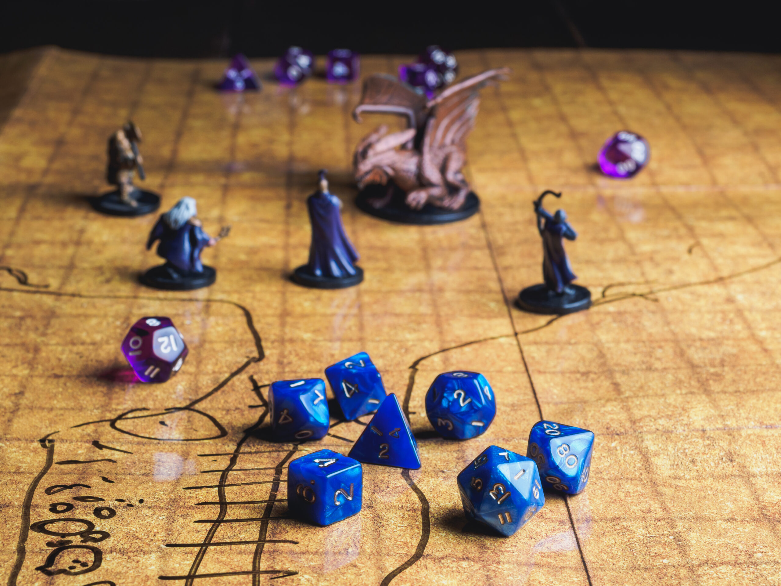 Game,Field,Of,Roleplaying,Party,With,Dices,And,Miniatures.